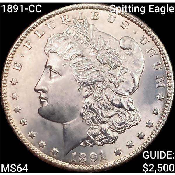 1891-CC Spitting Eagle Morgan Silver Dollar CHOICE BU