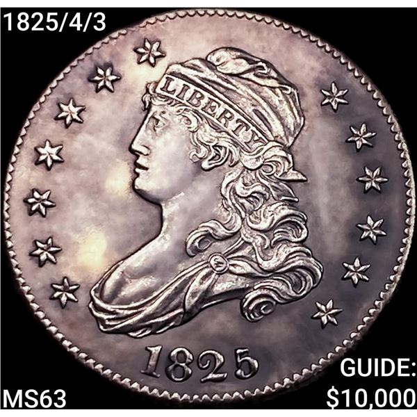 1825/4/3 Capped Bust Quarter CHOICE BU