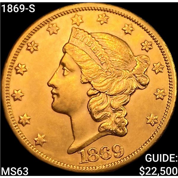 1869-S $20 Gold Double Eagle CHOICE BU