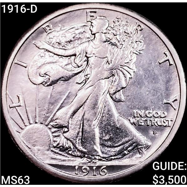 1916-D Walking Liberty Half Dollar CHOICE BU