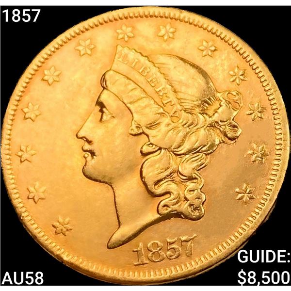 1857 $20 Gold Double Eagle CHOICE AU