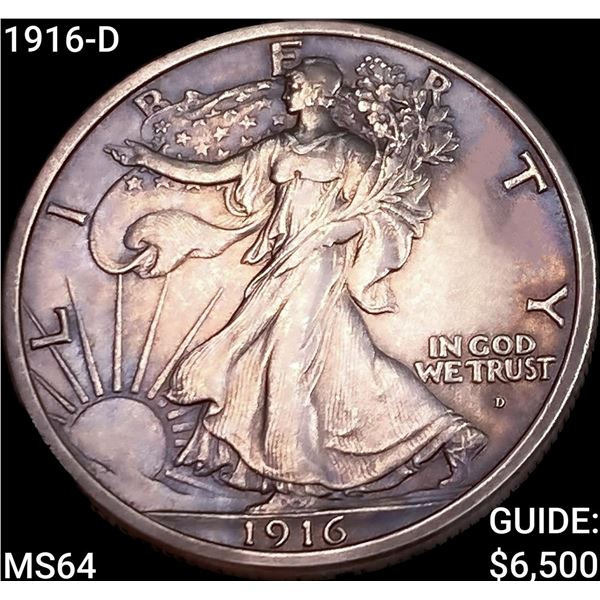 1916-D Walking Liberty Half Dollar CHOICE BU