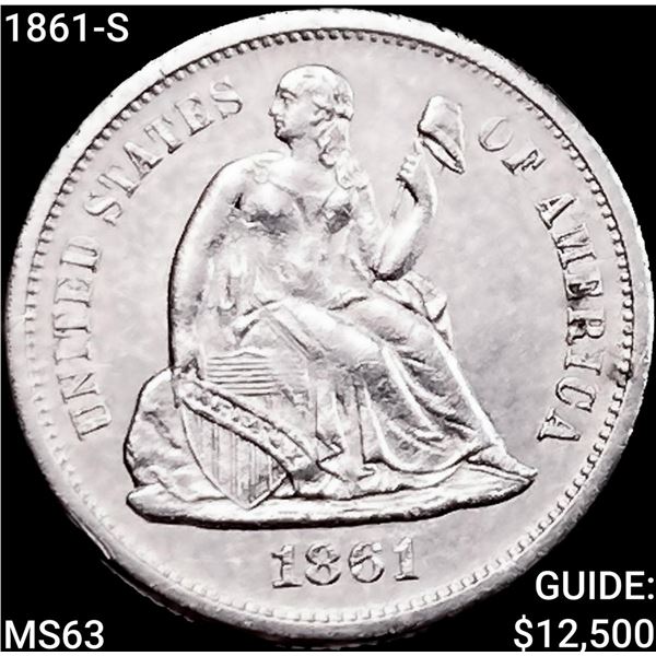 1861-S Seated Liberty Dime CHOICE BU