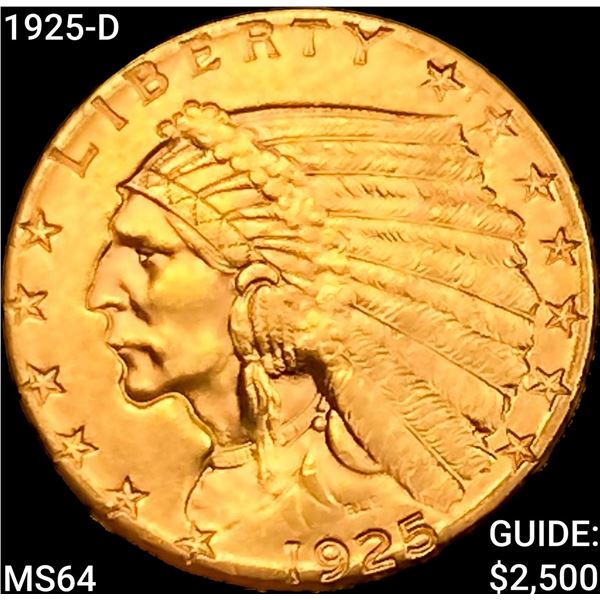 1925-D $2.50 Gold Quarter Eagle CHOICE BU