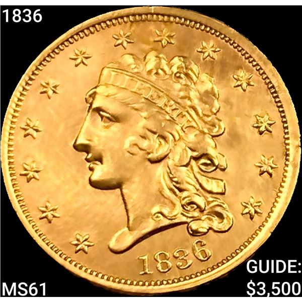1836 $2.50 Gold Quarter Eagle UNCIRCULATED