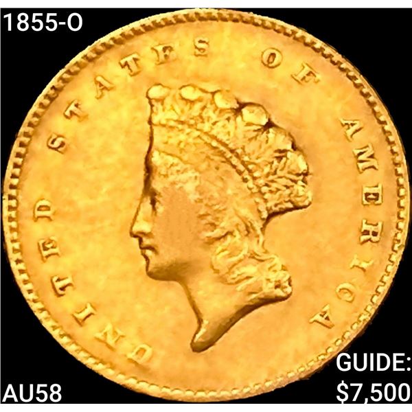 1855-O Rare Gold Dollar CHOICE AU