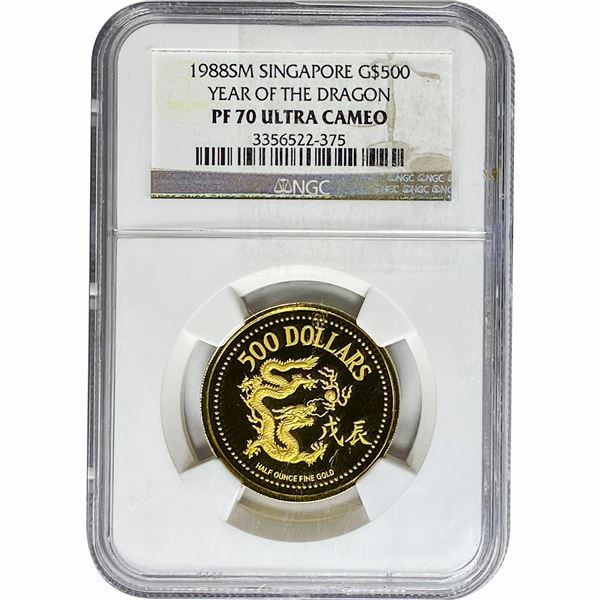 1988SM G$500 0.5oz Year of the Dragon NGC PF70 Ultra Cameo
