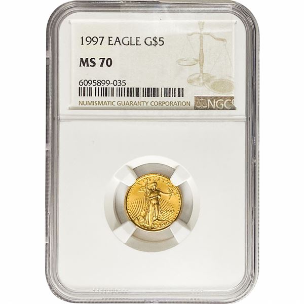 1997 Eagle G$5 1/10oz NGC MS70