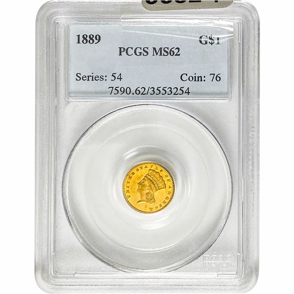 1889 Rare Gold Dollar PCGS MS62
