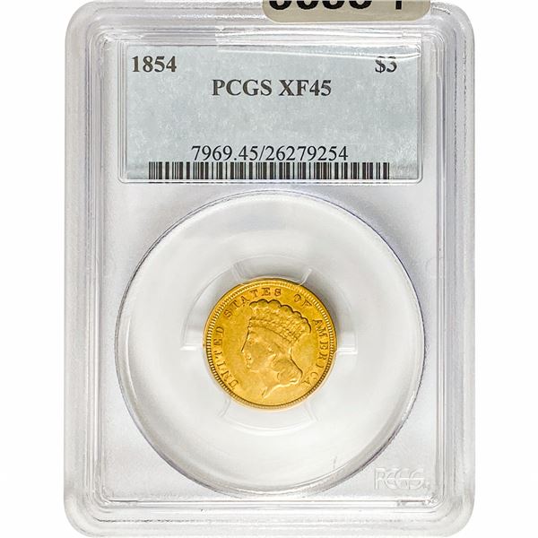 1854 $3 Gold Piece PCGS XF45