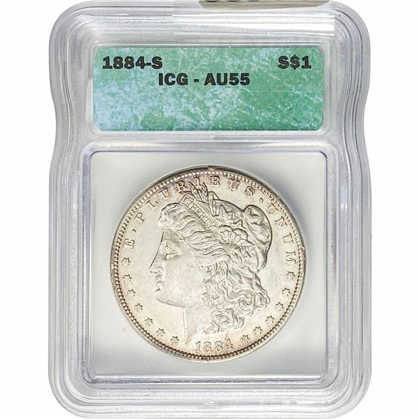 1884-S Morgan Silver Dollar ICG AU55