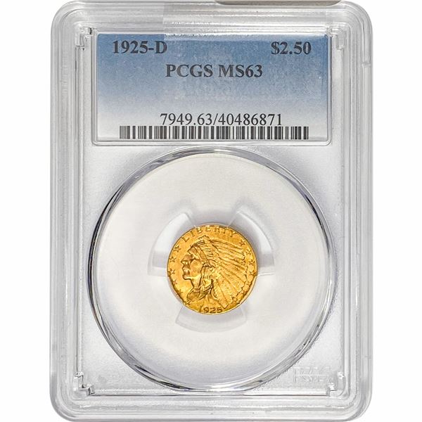 1925-D $2.50 Gold Quarter Eagle PCGS MS63