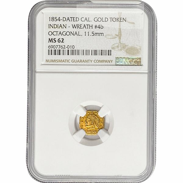 1854 Octagonal California Gold Quarter NGC MS62