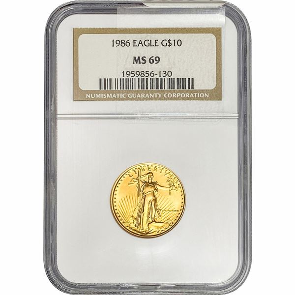 1986 G$10 Eagle 1/4oz NGC MS69