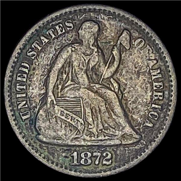 1872 Seated Liberty Silver Half Dime LIGHTLY CIRCULATED