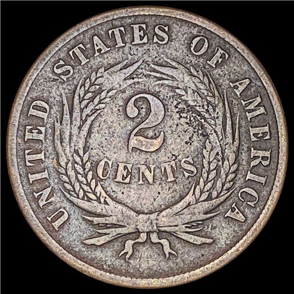 1864 Bronze 2 Cents NICELY CIRCULATED