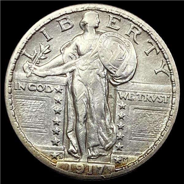 1917-S T2 Silver Standing Liberty Quarter  NEARLY UNCIRCULATED