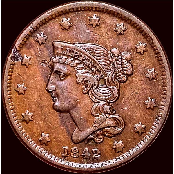 1842 Braided Hair Large Cent CLOSELY  UNCIRCULATED