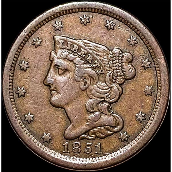 1851 Braided Hair Half Cent NEARLY  UNCIRCULATED