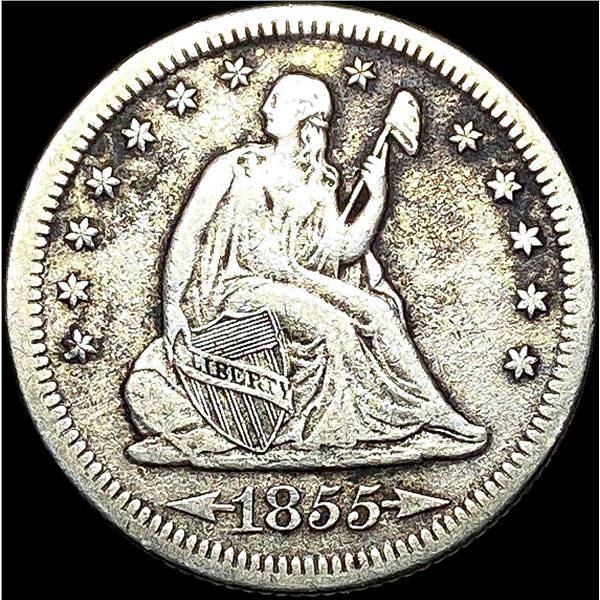 1855-S Silver Seated Liberty Quarter NICELY  CIRCULATED