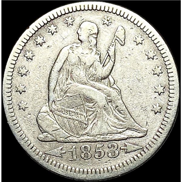 1853 Arrows/Rays Seated Liberty Quarter  LIGHTLY CIRCULATED