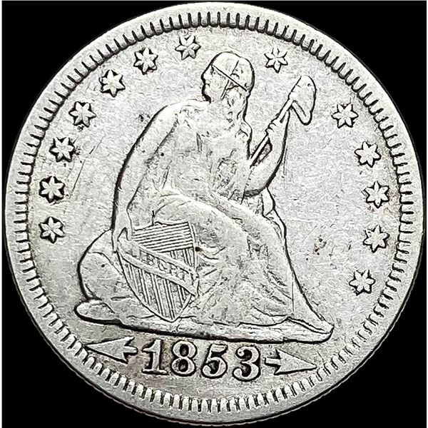 1853 Arrows/Rays Seated Liberty Quarter  LIGHTLY CIRCULATED