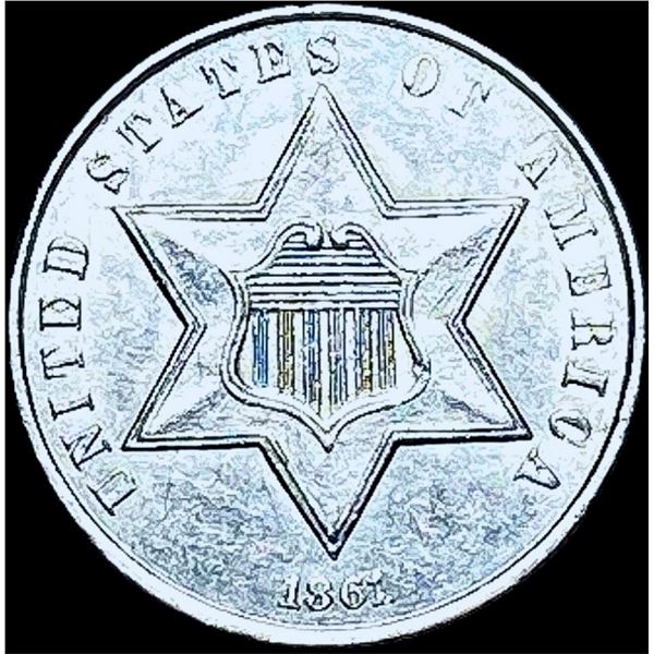 1861 Silver Three-Cent Piece CHOICE AU