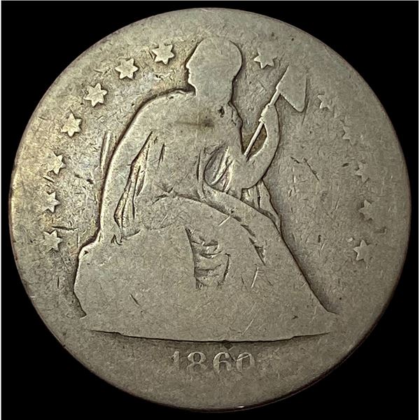 1860-O Seated Liberty Silver Half Dollar NICELY CIRCULATED