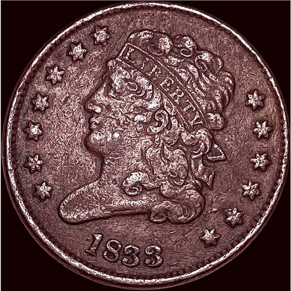 1833 Copper Half Cent LIGHTLY CIRCULATED