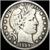 Image 1 : 1909 Barber Silver Half Dollar LIGHTLY CIRCULATED