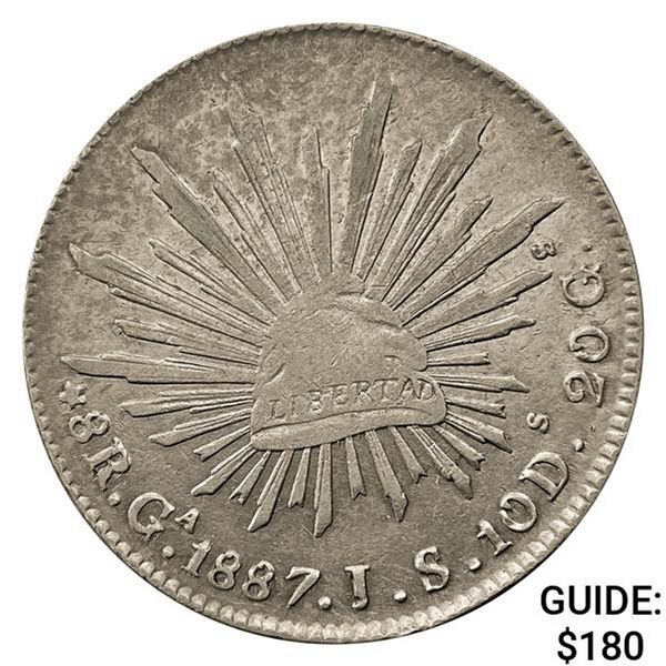 1887Ga JS Mexico Silver 8 Reales NEARLY UNCIRCULATED