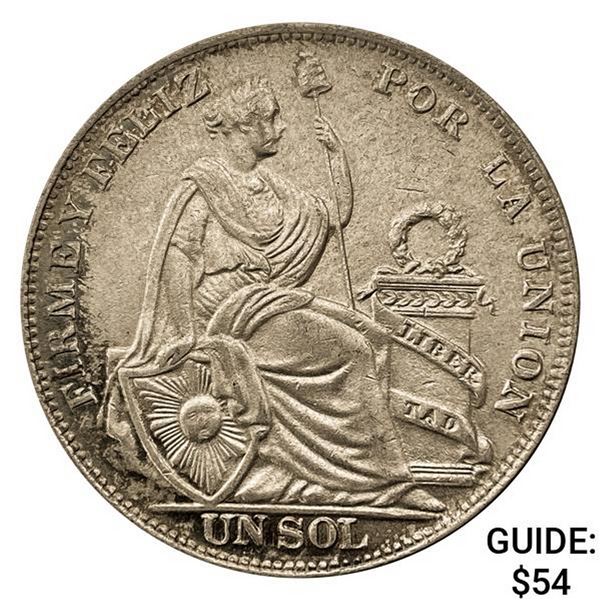 1934 Peru Silver Sol CLOSELY UNCIRCULATED