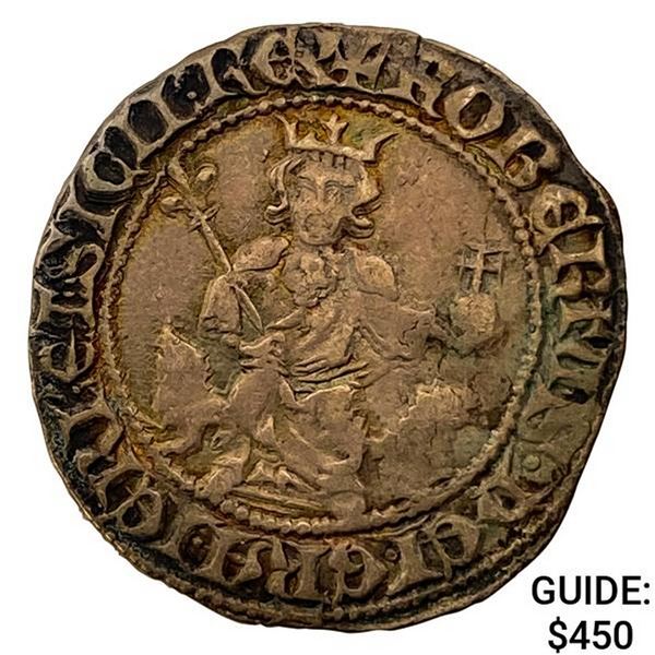 1309-1347 Napels & Sicily Silver Gros NEARLY UNCIRCULATED