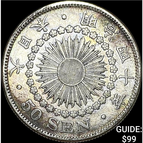 1906-1912 Japan Silver 50 Sen CLOSELY UNCIRCULATED