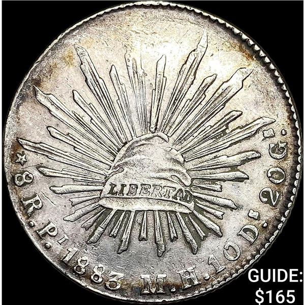 1883Pi MH Mexico Silver 8 Reales Cap and Rays CLOSELY UNCIRCULATED