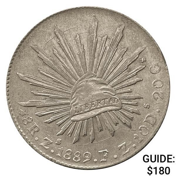 1889Zs FZ Mexico Silver 8 Reales CHOICE AU