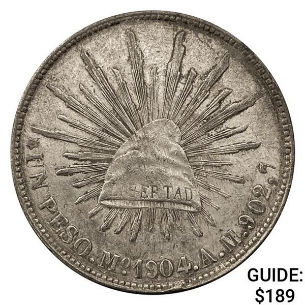 1904Mo AM Mexico Silver Peso CHOICE AU