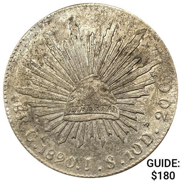 1890Ga JS Mexico Silver 8 Reales CLOSELY UNCIRCULATED