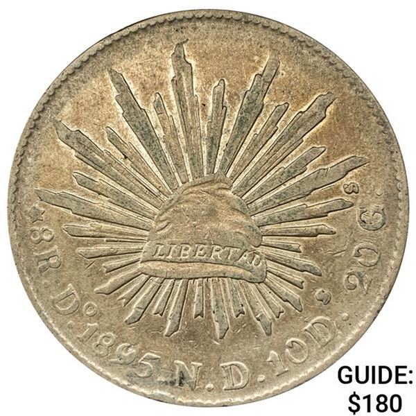 1895Do ND Mexico Silver 8 Reales NEARLY UNCIRCULATED