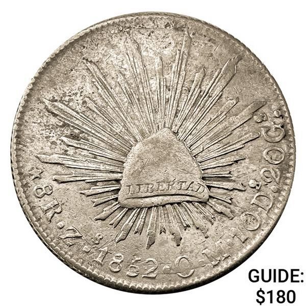 1852Zs OM Mexico Silver 8 Reales NEARLY UNCIRCULATED