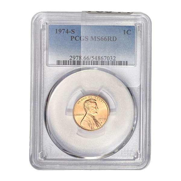 1974-S Lincoln Memorial Cent PCGS MS66 RD