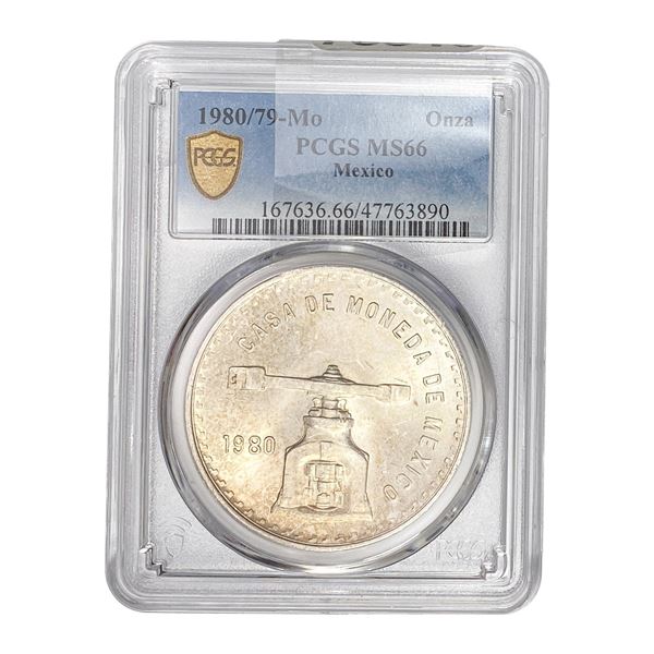 1980/79-Mo Mexico Silver Onza PCGS MS66