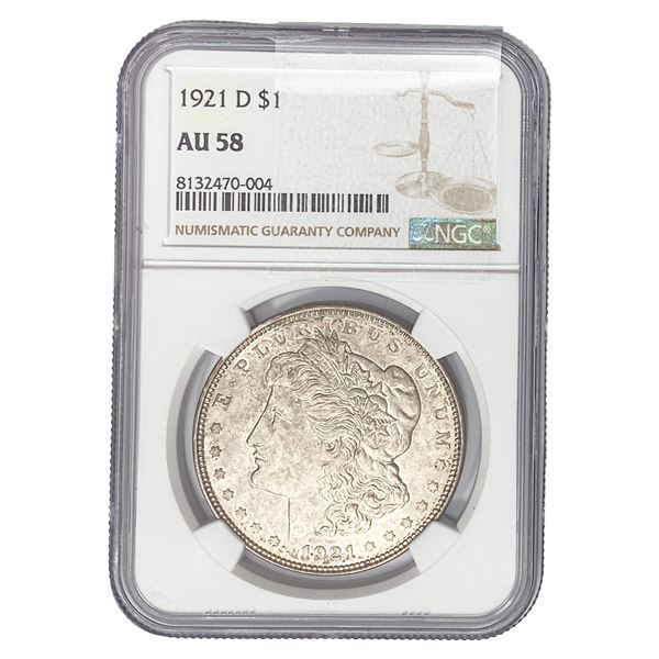1921-D Morgan Silver Dollar NGC AU58