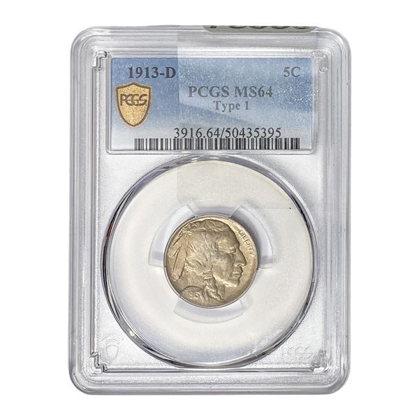 1913-D Buffalo Nickel PCGS MS64 Type 1