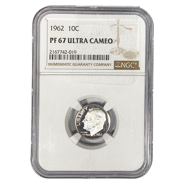 1962 Roosevelt Dime NGC PF67 UC