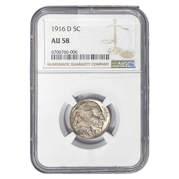 1916-D Buffalo Nickel NGC AU58