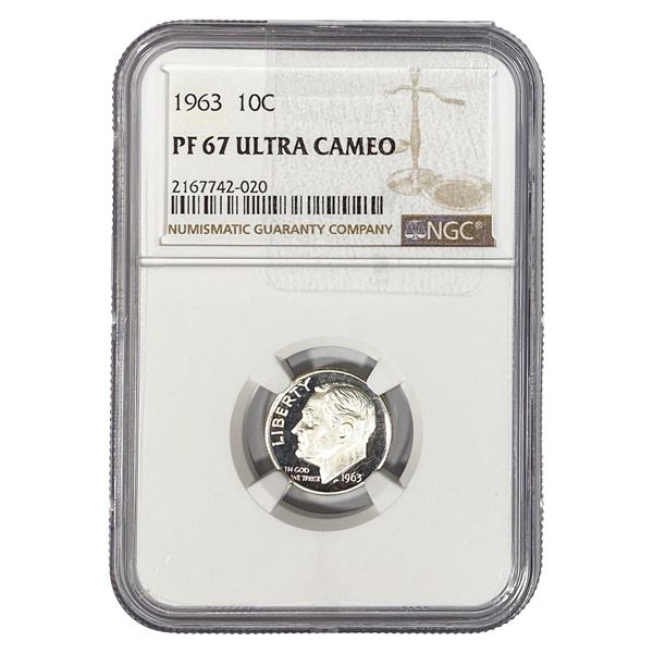 1963 Roosevelt Dime NGC PF67 UC