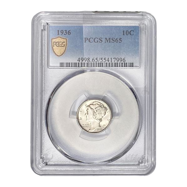 1936 Mercury Silver Dime PCGS MS65
