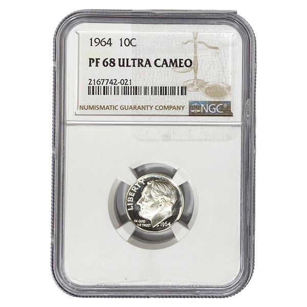 1964 Roosevelt Dime NGC PF68 UC