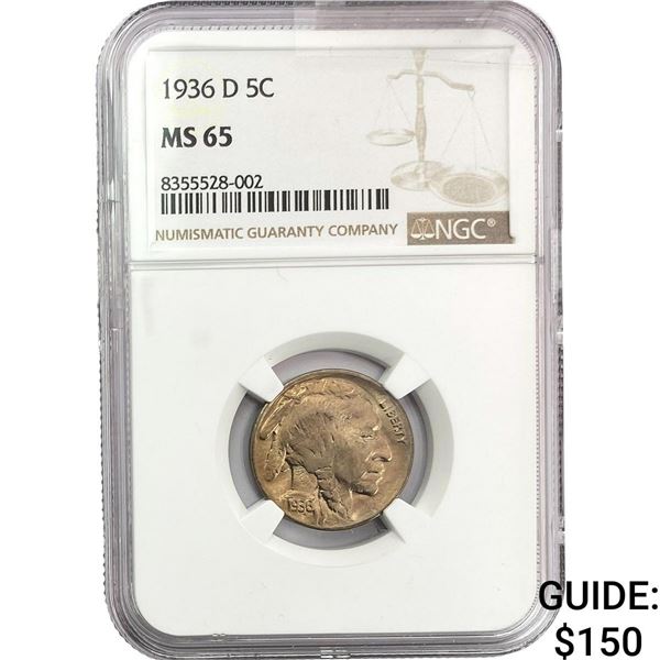 1936-D Buffalo Nickel NGC MS65
